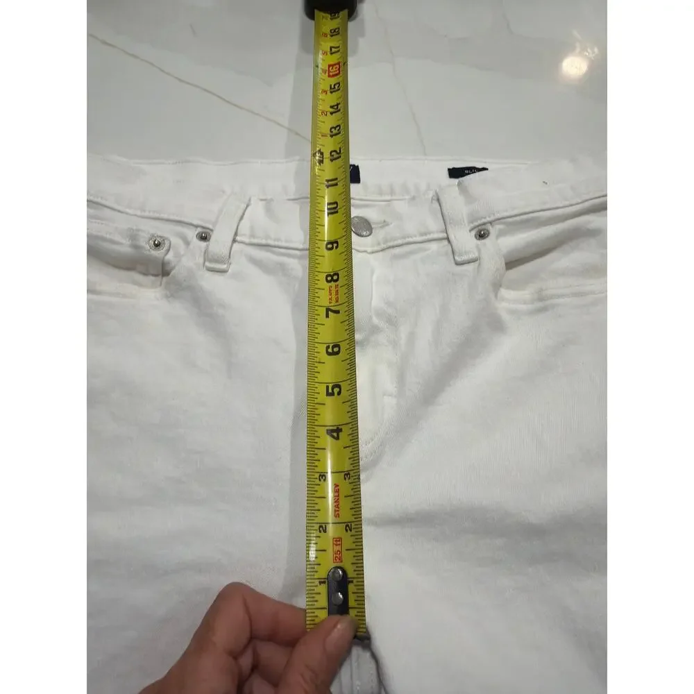 J. Crew Men's Slim Straight Fit 33W 32L White Jeans Denim Pants Cotton Stretch